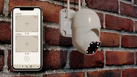 СCTV camera with remote access. Video surveillance with the ability to view reco Video stock 172299906