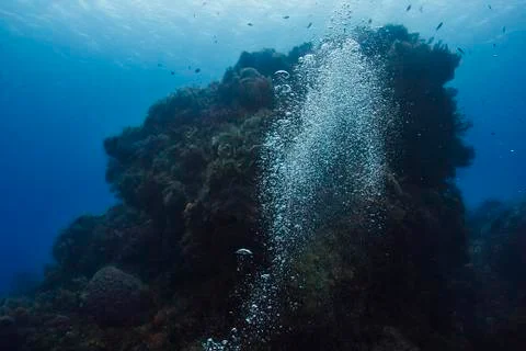 Scuba bubble underwater Stock Photos