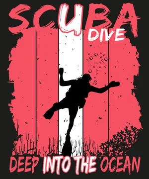 Scuba Dive Deep into the ocean Stock Illustration