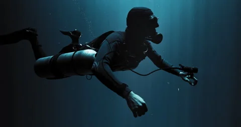 Scuba Diver and Light Rays Stock Footage 270114535