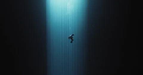 Scuba Diver and Light Rays in Yucatan Stock Footage 270115627