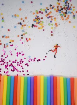 Scuba diver explore colors in deep sea Stock Photos