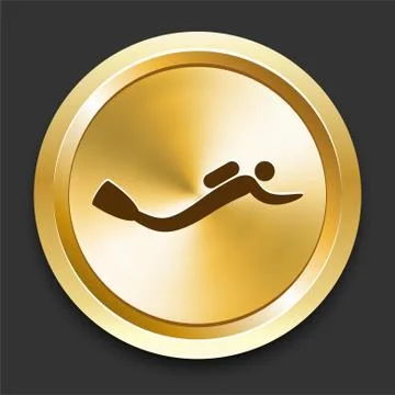 Scuba Diver on Golden Internet Button Illustrazione stock