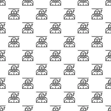 Scuba diver head line icon pattern Stock Illustration