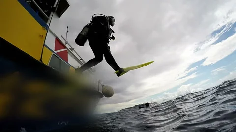 Scuba Diver Jumping Off Dive Boat Vidéo 51573112