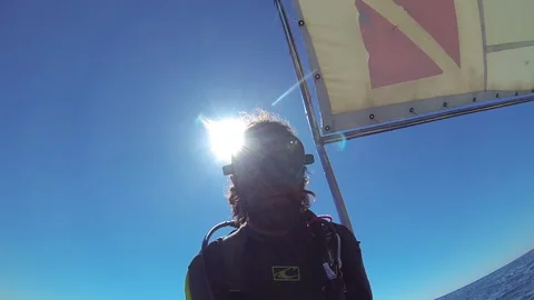 Scuba Diver jumping off Stock Footage 157992494