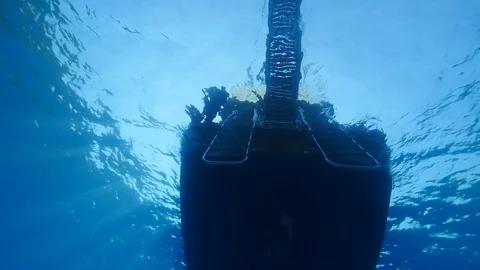 Scuba diver jumping to sea from boat underwater Stock Footage