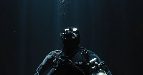 A Scuba Diver looking up Stock Footage 270118481