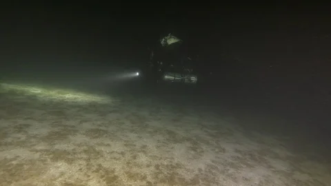  Scuba diver scours the lake bottom clearly, Albano lake, Italy Stock-Footage 107788249
