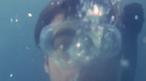 Scuba Diver Screams Underwater Stock Footage 45890915