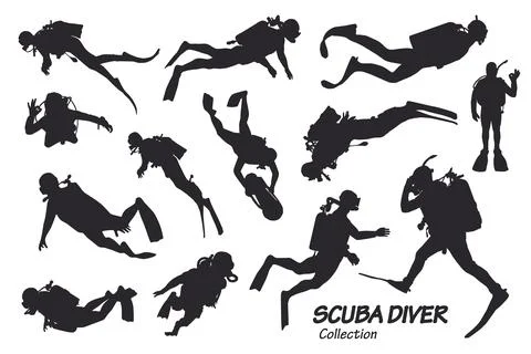 Scuba diver silhouettes 스톡 일러스트