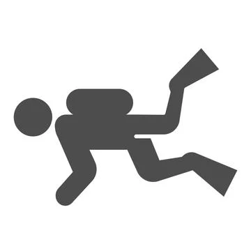 Scuba diver solid icon, waterpark concept, Scuba diving sign on white background Illustrazione stock