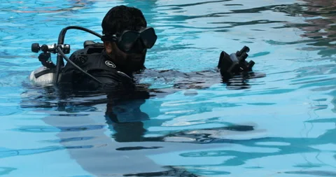 Scuba Diver with Underwater Camera Stock Footage 320379734