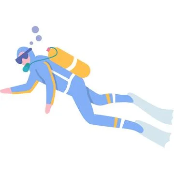 Scuba diver vector icon isolated on white Stock Illustration