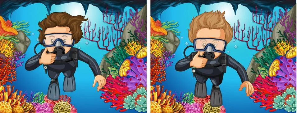 Scuba divers diving under the ocean Ilustración de archivo