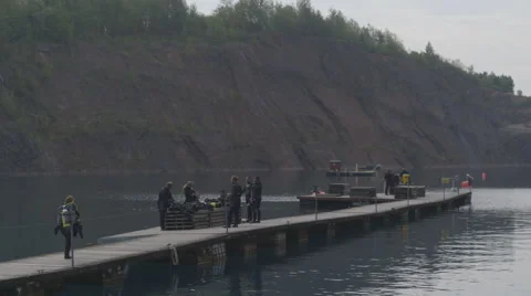 Scuba Divers Jetty Stock Footage 48578536