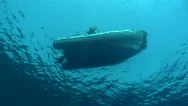 Scuba Divers Jumping From A Dive Boat - View From Underwater Stock Footage