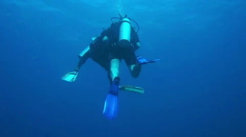 Scuba Divers learn swimming over the sea for open water Stock Footage 53521442