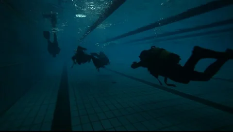 Scuba divers in swimming pool Video stock 10704117