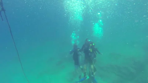 Scuba Divers Underwater 3 Stock Footage