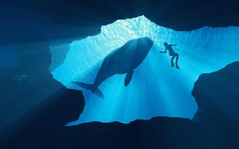 Scuba divers underwater. Stock Illustration