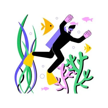 Scuba diving abstract concept vector illustration. Stock Illustration