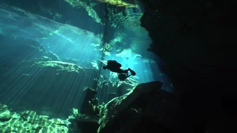 Scuba Diving - Cenote crystal clear water in Mexican Caribbean - Riviera Maya Video stock 202047954