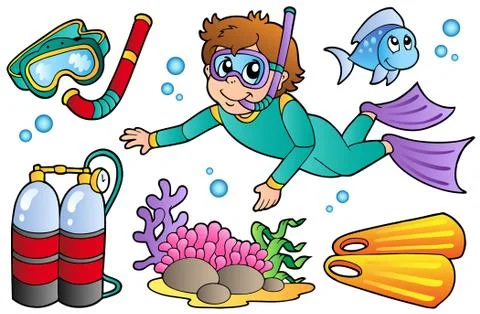 Scuba diving collection Stock Illustration