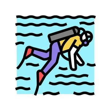 Scuba diving color icon vector illustration Illustrazione stock