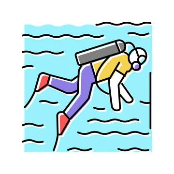 Scuba diving color icon vector illustration Stock Illustration