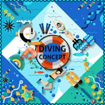 Scuba Diving Concept 库存插图