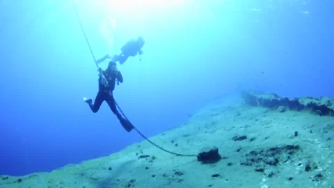 Scuba diving in El Bajón (El Hierro, Canary Islands, Atlantic ocean) Stock Footage