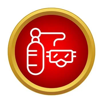 Scuba diving equipment icon button for underwater leisure Stock Illustration