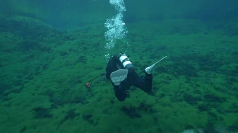 Scuba diving in fresh water Video stock 51987984