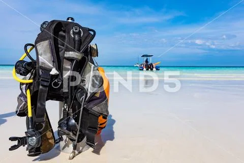 Scuba Diving gear equipment Kendwa beach Unguja Zanzibar Tanzania Africa Stock Photos