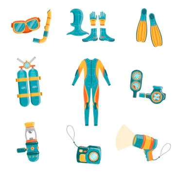 Scuba Diving Gear Set Stock Illustration