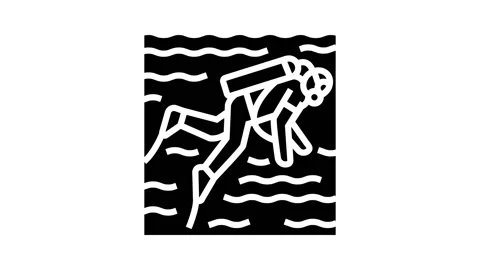 Scuba diving glyph icon animation Video stock 224896761