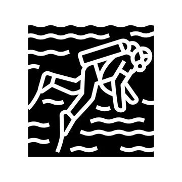 Scuba diving glyph icon vector illustration Stock Illustration