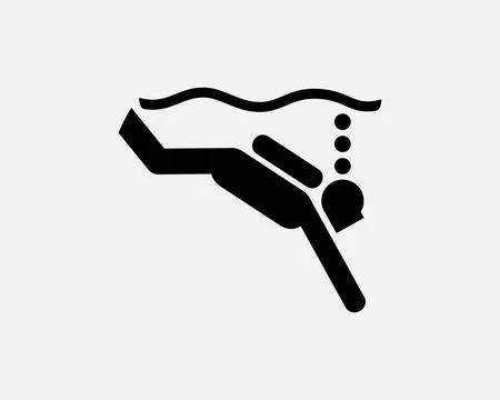 SCUBA Diving Icon Dive Underwater Sport Diver Sea Ocean Water Icon Sign Vector Stock Illustration