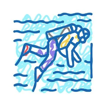 Scuba diving icon doodle illustration Stock Illustration