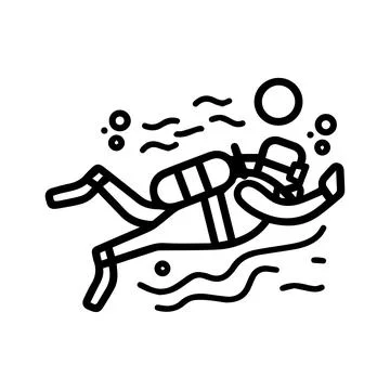 Scuba Diving icon or modern line symbol. Vector line art and icon design wi.. Stock Illustration