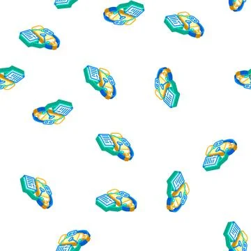 Scuba diving instruction isometric icon seamless pattern Stock Illustration