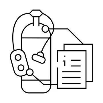 Scuba diving instruction line icon vector illustration Stock Illustration