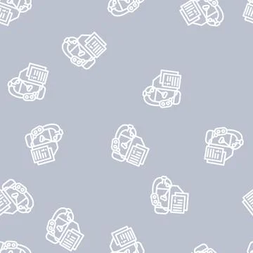 Scuba diving instruction line vector seamless pattern Stock Illustration