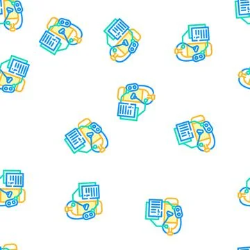 Scuba diving instruction vector seamless pattern Stock Illustration