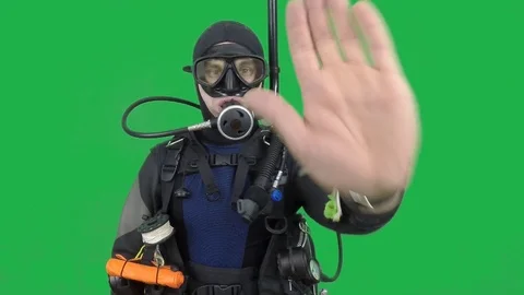 Scuba diving instructor shows signal =STOP Stock Footage 124320864