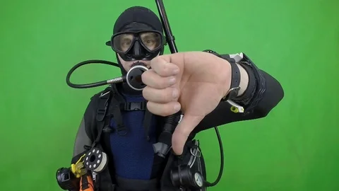 Scuba diving instructor shows signal - Descent Stock Footage 126424784