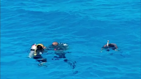 Scuba diving instructor training a beginner in Red Sea Hurghada Egypt Stock-Footage 346374617