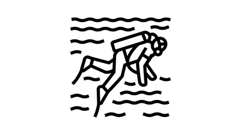 Scuba diving line icon animation Video stock 224428075