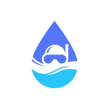 Scuba diving logo template. Diver and drop of water. Vector illustration EPS1 Stock Illustration